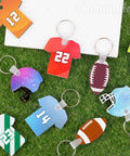 Dope 36 Pack Sublimation Keychain Blanks In 3 Styles Jerseys Helmets Rugby Balls Double Sided MDF Metal DIY Key Chains