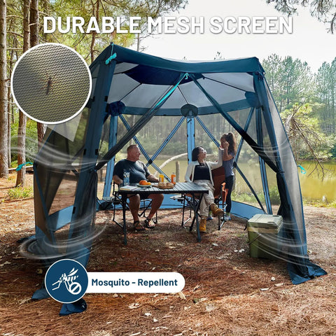 Pop Up Gazebo With Netting, Instant Screen House That Sets Up In 60 Seconds, No Tools Needed, Easy Breezy 12.1 Ft By 10.5 Ft By 7.2 Ft