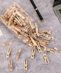 100 Piece Natural Wood Push Pin Clip Set Includes Clear Tube To Tidy Up Papers And Memos No Fuss Thumb Tacks for desk organization