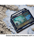 Built Like A Tank 10.1 Inch Rugged Tablet With Intel Core I7 And VPro Tech featuring a display in muddy terrain outdoors.
