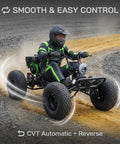 Person driving 212cc 4 Stroke Off Road Go Kart With CVT Automatic Transmission Hydraulic Disc Brakes on gravel