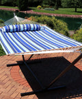 Quilted Double Outdoor Hammock With Spreader Bars 74x55 Inch Bed 450 Lb Capacity Quick Dry UV Resistant Chains Included Pillow Cozy