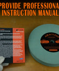 Hella Durable 8 Inch Polyurethane Buffing Wheels 2000 Grit Silicon Carbide Abrasive with instruction manual for polishing metals.