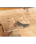 Straight Up Butterfly Router Inlay Template Machined From Thick Clear Acrylic on wooden surface with cutting guide details.