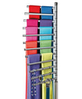 Floor Standing Accessory Organizer Rack for Scarves, Belts, and Jewelry with Pivoting 9 Inch Bars, Platinum Finish, side view