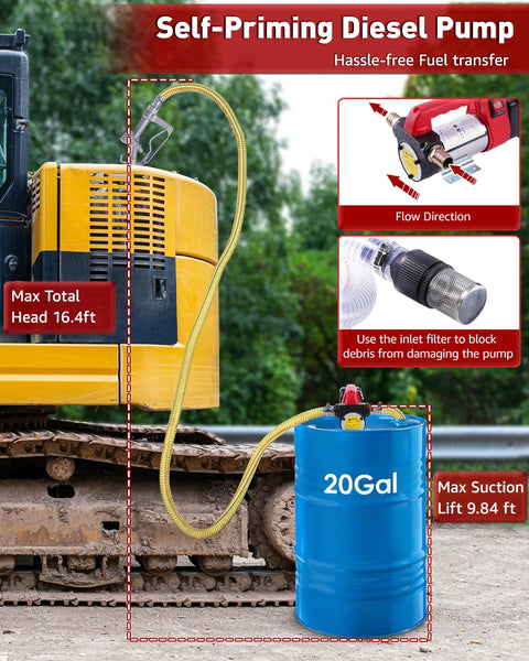 Cordless Fuel Transfer Pump For Diesel And Kerosene Portable Battery Operated Gasoline Dispenser With 18V Rechargeable Power Source Self Priming Liquid Hand Pump Tool For Farm Equipment And Tractors