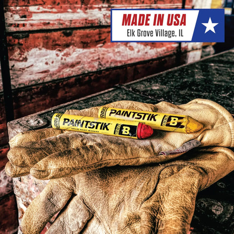 Paintstik Solid Paint Marker For All Surfaces Yellow 11/16 Inch By 4 3/4 Inch Pack Of 12 Lead Free Crayon Style Marking on gloves