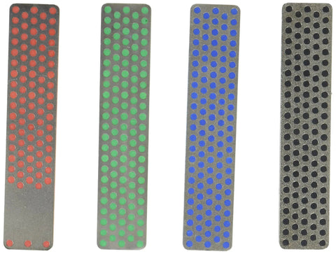 Pocket Size Diamond Knife Sharpener Whetstone Set 4 Pack Color Coded Grits For Chef Knives And Outdoor Gear, 4 color-coded sharpening stones