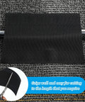 Carpet Cord Cover Cable Protector for Commercial Office Carpet 29.53 Ft Black shown on carpet with scissors cutting