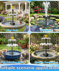 Sun Powered Water Fountain Kit With 2.5W Solar Panel, Four Spray Nozzles, And 9.54 Ft Cable for garden and pond use