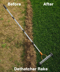 Heavy Duty 15 Inch Dethatching Rake With Wheels 21 Steel Teeth To Clear Thatch And Dead Grass Fast Yard Work Ready Adjustable