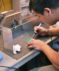 Portable Benchtop Solder Fume Extractor For Soldering Jewelry Making And Crafting With ESD Safe Base And Optional Wings in use