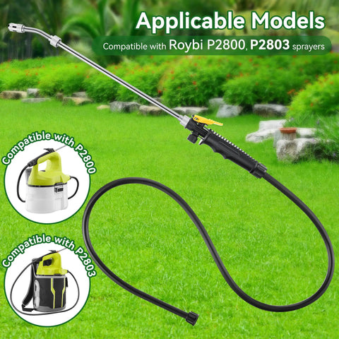 Two Pack Universal Sprayer Wands With Hoses For Ryobi, 24 Inch Length, Adjustable Nozzle, Stainless Steel Gun in garden