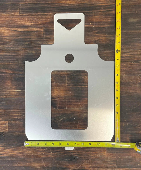 Target Stencil Set 3 Pack Unpainted For Range Practice With 12 By 20 Vital Target displayed on a wooden surface with tape measure