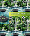 Upgraded Glass Panel Solar Fountain Pump for Bird Bath and Garden Pond with 7 nozzle modes in action