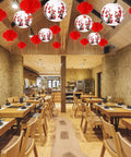 40 Piece Japanese Chinese Paper Lantern Decor Set With LED Lights For Indoor And Outdoor Use Cherry Blossom And Red Lanterns