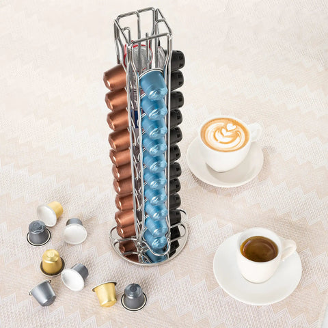 Capsule Spinning Carousel Holder For Espresso Pods, 360 Degree Rotating Coffee Pod Rack With Solid Base, Holds 40 Pods