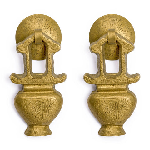 Golden Furnace Brass Cabinet Pulls Set of 2 3.5 Inch Floral Antique Style Solid Brass Handles for Furniture and Cabinetry