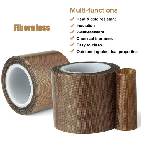 Heavy Duty PTFE Teflon Tape 1 Inch By 30 Feet Fabric Heat Resistant Tape For Vacuum Sealer And Impulse Sealers Up To 500 F rolls displayed