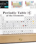 Clear Acrylic Periodic Table Display With Wooden Stand Featuring 83 Real Elements Includes 6 Chemistry Formula Reference Cards Cool Classroom Decor And Science Teacher Gift For Any Lab