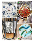 Various DIY clocks showcasing Gold Clock Hands And Quartz Movement Kit For DIY Wall Clocks, Modern Aluminum Hands, Eight Sets.