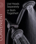 Handheld And Rain Shower Combo With 4 Inch Face High Pressure 24 Function Patterns Dual 2 In 1 Shower Head System Stainless Steel Hose
