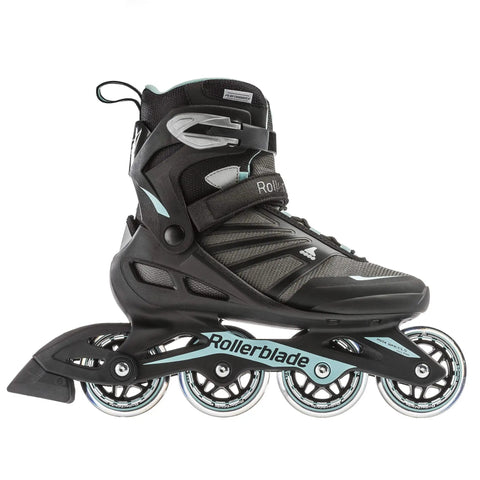 Zetrablade Womens Inline Skates For Fitness And Casual Cruisin Skating, High Cuff Support, Durable Shell, Black Light Blue, US Size 10