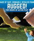 Soaring Hawk Glider Kit With 33 Inch Wingspan for realistic bird flight launched by child, detailed feathers visible