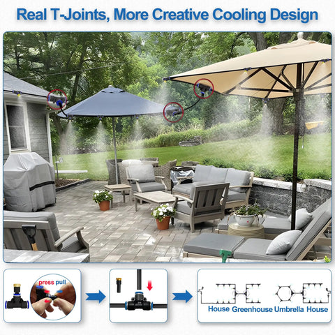Outdoor Patio Misting System For Cooling Your Yard 75 Ft 23 M Kit Cools Surrounding Air Up To 68F Ideal For Canopy and Patio Setup