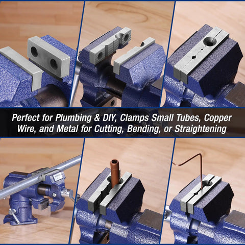 Dual Jaws Table Vise With 2.5 Inch Serrated Jaw And 1.5 Inch Smooth Jaw, 360 Degree Swivel Clamp On Bench Vise for various uses.