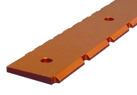 Pro Grade Fret Leveling Kit With Fret Rocker, Notched Straight Edge close-up, hand lapped for precise setup on 25.5/24.75 scale