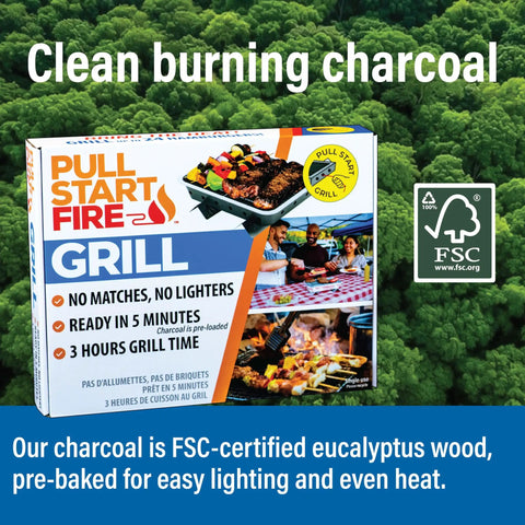 Box of Disposable Portable Charcoal BBQ With Pull Start Ignition For Quick Fire Up In Minutes And A Solid 3 Hour Burn.