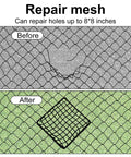 Before and after repair image using 6 Pack Universal Sports Net Repair Kit With 100 Nylon Zip Ties And 20x20cm Net Patches
