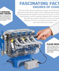 Hands On 4 Cylinder Engine Kit For STEM Lovers with working parts and LED lights, clear design showing mechanics.
