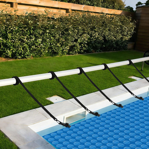 Lock That Heat In Tight With This Rock Solid 30 Piece Solar Cover Strap Kit Featuring Non Slip Clips And Heavy Duty Loop Tape For Any Inground Or Above Ground Pool.