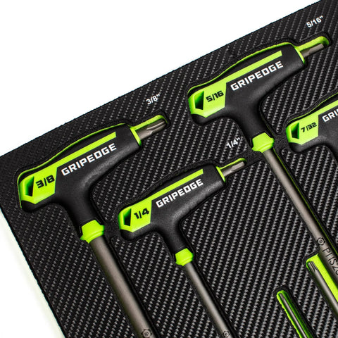 Nine Piece SAE Hex T Handle Driver Set With Bi Directional Torque And RPT Technology To Prevent Rounding in EVA Foam Tray