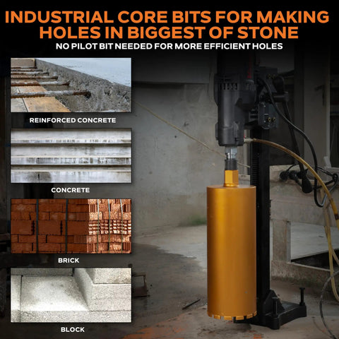 Pro Grade Wet Concrete Core Drill Bit, 4 Inch Diamond Hole Saw For Drilling Concrete And Masonry, 16 Inch Depth