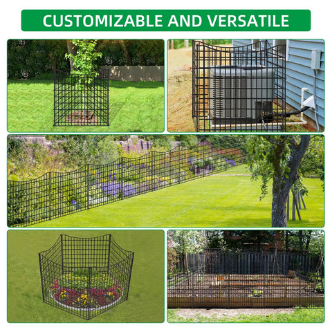 No Dig Decorative Outdoor Garden Fence With 12 Panels For Easy Yard Border And Pet Playpen, rustproof metal wire border in versatile setups