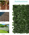 94x39 Faux Ivy Privacy Fence Screen With Realistic Greenery, Lightweight Outdoor Wall Panel showcasing decor, shade, and privacy uses.