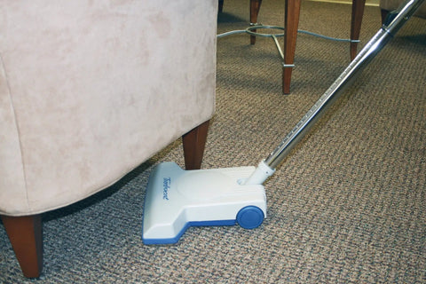 TurboCat Central Vacuum Air Turbine Brush Gray For Hardwood Carpet And Tile Floors High Flow Cleaning Attachment in use