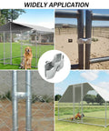 18 Piece Chain Link Fence Clamps Set For Dog Kennels 1 3 8 Inch Galvanized Steel Easy Install For Pipe And Panel Frames Rust And Corrosion Resistant Construction, shown in various applications with dog kennels and fences.