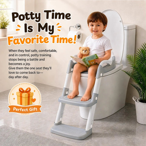 Toddler Potty Training Seat With Step Stool And Adjustable Height Toilet Trainer For Kids Features Slip Resistant Footrest That Grows With Your Kiddo And Turns Daily Bathroom Routine Into Smooth Sailing With Zero Sweat