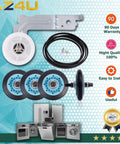 Dryer Repair Kit With Four Drum Rollers Belt And Pulley Replacement For Widely Used Front Load Dryers DC97-16782A 6602-001655 DC93-00634A Aftermarket Parts DIY Friendly Install components displayed.