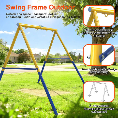 Beefy Heavy Duty Steel Swing Stand For Outdoor Use With 500Lb Capacity, Universal Swing Frame, yellow stand in garden