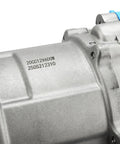 Heavy Duty 12 Volt Universal Auto AC Electric Compressor 20CC R134A Compatible close-up view of metal housing with part numbers.