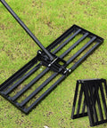 Black Lawn Leveling Rake With 30x10 Ground Plate And 78 Inch Adjustable Handle, Heavy Duty Steel For Smoothing Grass