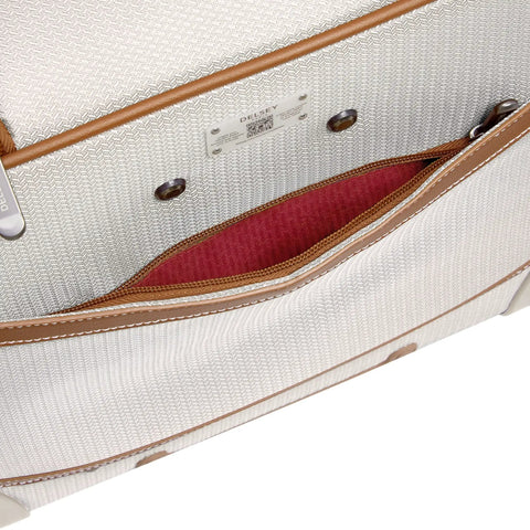 Chatelet Softside Underseat Carry On Luggage With Two Wheels Angora Ecofriendly Recycled Fabric And Vegan Leather Trim pocket view