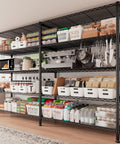 Beefy 70 Inch Wide Garage Storage Shelves Heavy Duty Metal Shelving Unit With 1600 Lbs Capacity L Shaped Configurable Design For Left Or Right Setup Tall 72 Inch Storage Rack Perfect For Workshop And Garage, black metal in kitchen storage