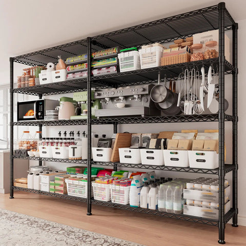 Beefy 70 Inch Wide Garage Storage Shelves Heavy Duty Metal Shelving Unit With 1600 Lbs Capacity L Shaped Configurable Design For Left Or Right Setup Tall 72 Inch Storage Rack Perfect For Workshop And Garage, black metal in kitchen storage