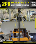Image of Two Pack 1 Inch By 8 Foot Beefy Lift Slings in use, securing a heavy object outdoors, highlighting strength and durability.